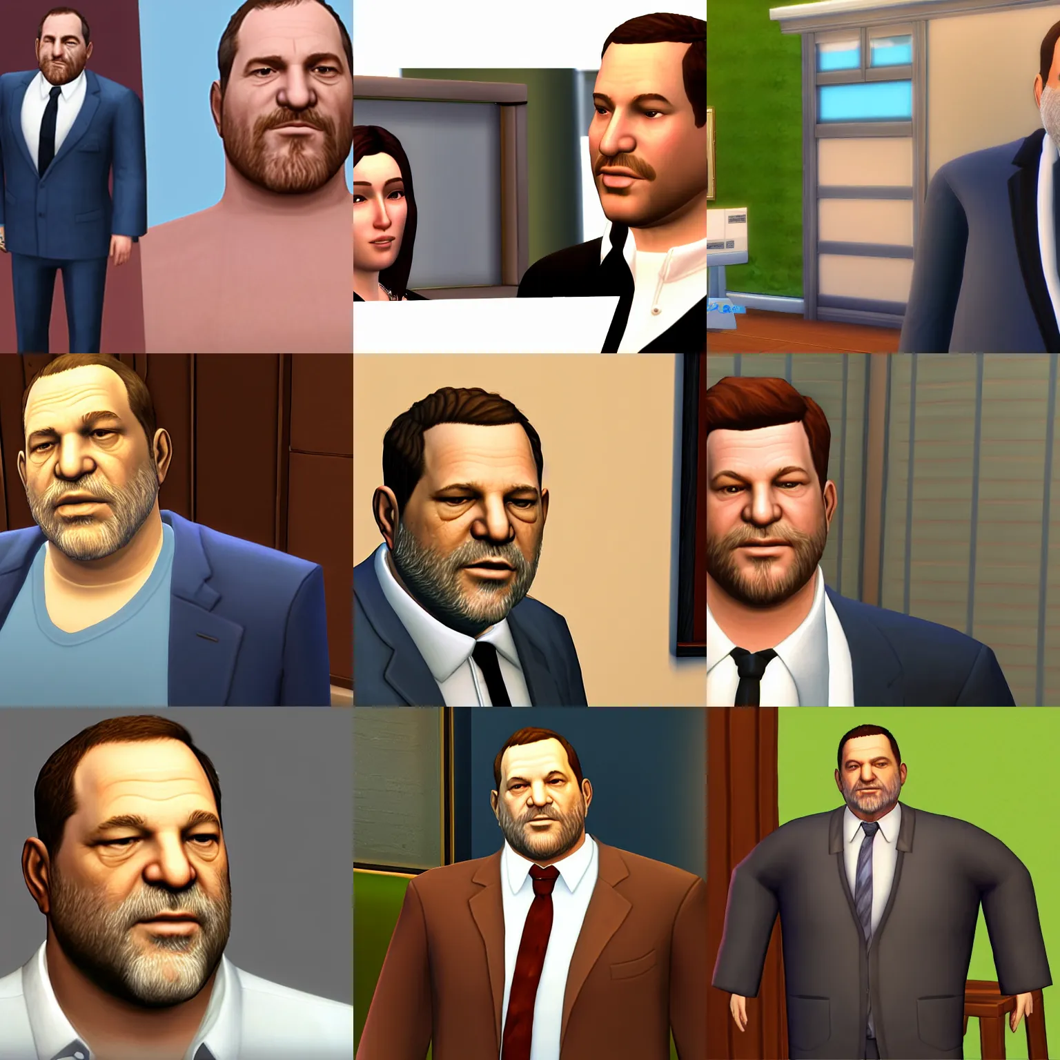 Prompt: harvey weinstein in the sims 4