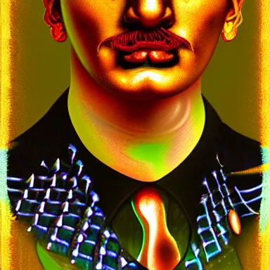 Image similar to portrait of a uncanny artist by Chor Boogie and Salvador Dali collaboration, digital art, mix of aesthetics, close up, high details