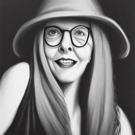 Image similar to stuckism black detailed portrait of diane keaton