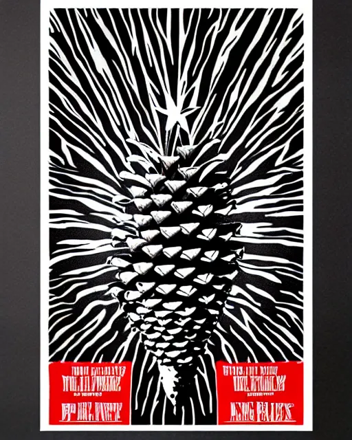 Image similar to a poster of stanley kubrick film full metal pine cone