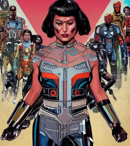 Prompt: maori female android, by MARVEL comics and Sandra Chevrier, 8k