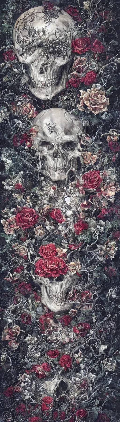 Image similar to the ghost in the machie, dense web of neurons firing, psychedelic lights and fog, skull and roses and gnr imagery, zdzislaw, ayami kojima, yamamoto, barclay shaw, karol bak, hyperrealist, 8 k