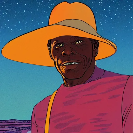 Prompt: danny glover retro minimalist portrait! moebius starwatcher comic by jean giraud, portrait 8 k