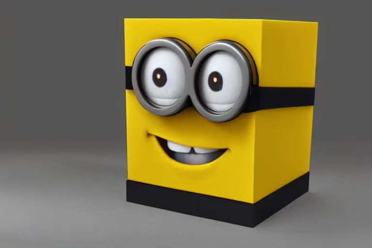 Image similar to 3d render of a Minion cube