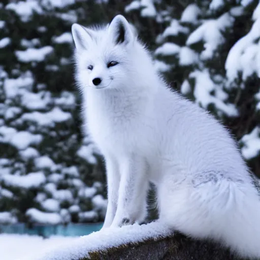 Image similar to cute white fox in the snow