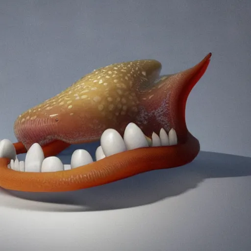 Image similar to hyperrealistic dslr film still of amorphous squid with manlike teeth and eyebrows, stunning 8 k octane comprehensive 3 d render, inspired by istvan sandorfi & greg rutkowski & unreal engine, perfect symmetry, dim volumetric cinematic lighting, extremely hyper - detailed, extremely lifelike attributes & lifelike texture, intricate, masterpiece, artstation, stunning