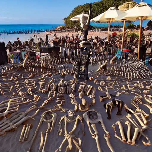 Image similar to army of skeletons party on the beach in Ibiza