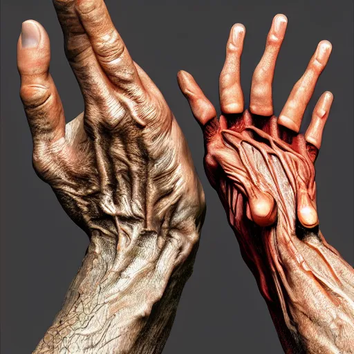 Image similar to photorealistic hands!!!!!, 4 k photorealism, by koryeba, andor kollar, pablo perdomo, serge minhulin, and anatomy for sculptors, trending on unsplash, 4 k quality, intricately defined, complexly detailed