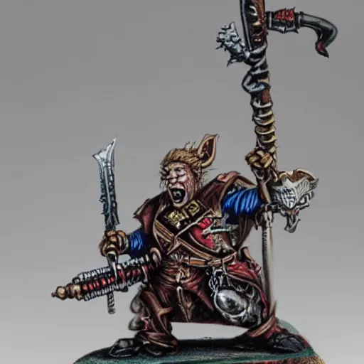 Image similar to donald trump as a vermin, warhammer vermentide, hyperdetailed painting