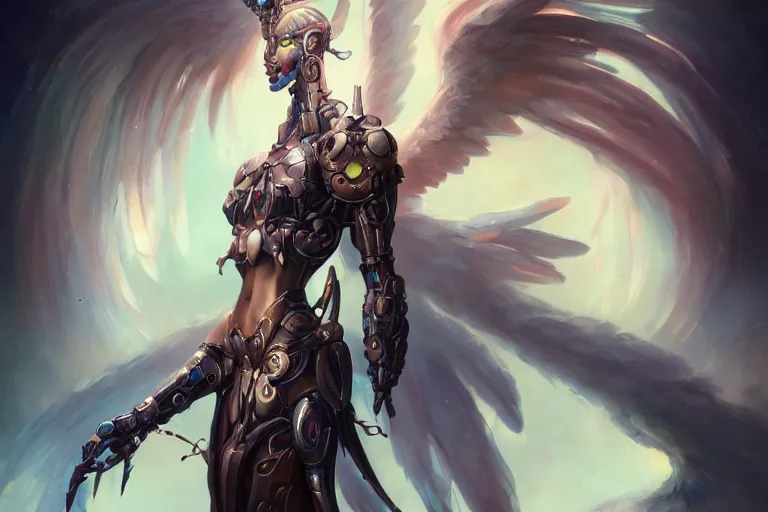 Prompt: a beautiful cybernetic angel by pete mohrbacher and artgerm and wlop, digital art, highly detailed, intricate, fantasy, mystical, Trending on Artstation HQ, deviantart, unreal engine, 4K UHD image