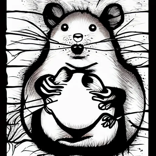 Prompt: a Hamster in the style of junji ito