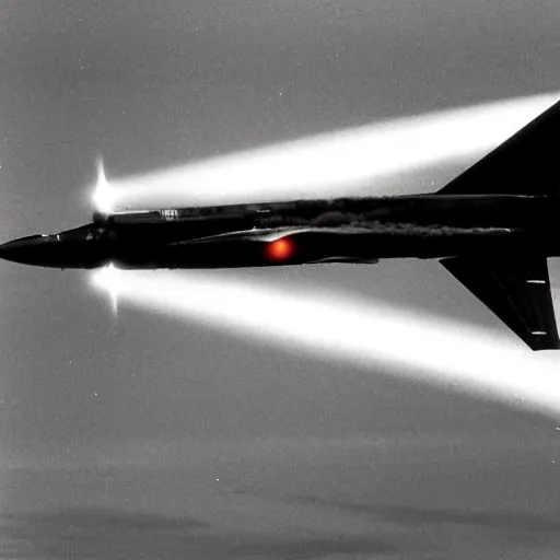 Prompt: sr - 7 1 flying at the edge of the atmosphere with a heat trail following it.