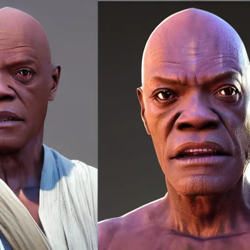 Image similar to rey and mace windu combined into a single person, detailed, 4 k, realistic, accurate
