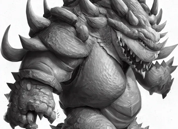 Prompt: detailed concept art of a huge giant bowser by cheng yi and luolin, artstation, artstationhd, detailed scales, bowser, bowser nintendo, koopa ( ( mario ) ) bcy. net, realistic.