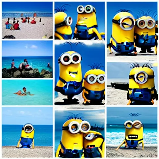 Image similar to minions at the beach