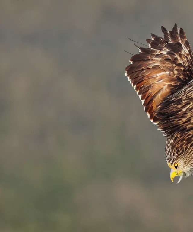 Prompt: realistic, photograph of a red kite bird, 4 k, hd, nature photography, wildlife photography