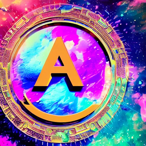 Image similar to a and w vaporwave logo, colorful, digital art, cosmic, 3 d high definition, trending on art station, photorealistic, high resolution, 8 k, octane, hyper detailed, insane details, intricate, elite, ornate, elegant trend, highly detailed and intricate, sharp focus, photography, unreal engine