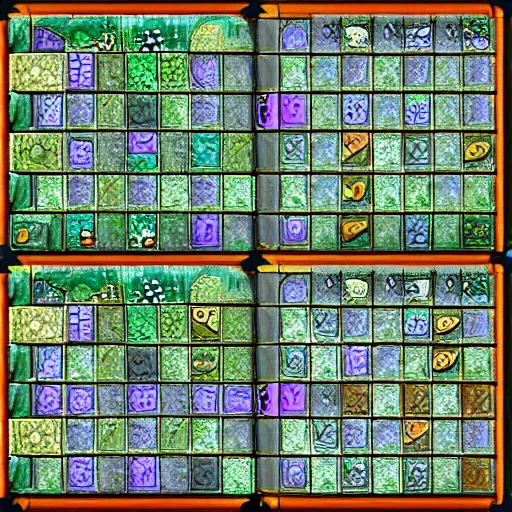 Image similar to tileset for a fantasy game, grid