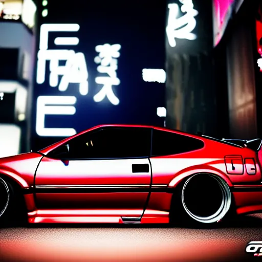 Image similar to a car 300ZX twin turbo drift at illegal car meet, Shibuya prefecture, city midnight mist lights, cinematic lighting, photorealistic, highly detailed wheels, high detail