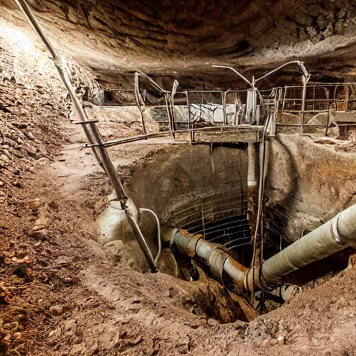 Image similar to underground mine with rusty pipes