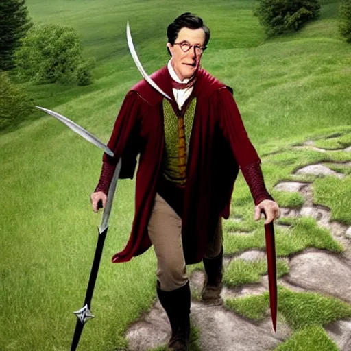 Image similar to stephen colbert as part of the fellowship of the ring