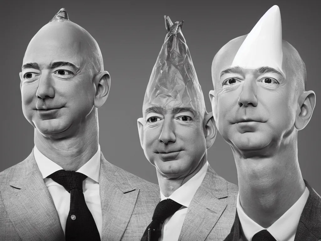 Image similar to jeff bezos as a conehead