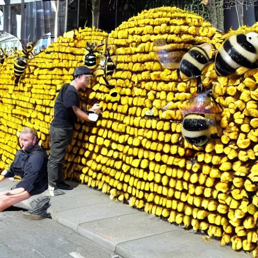 Image similar to Auckland City being taken over by giant bees