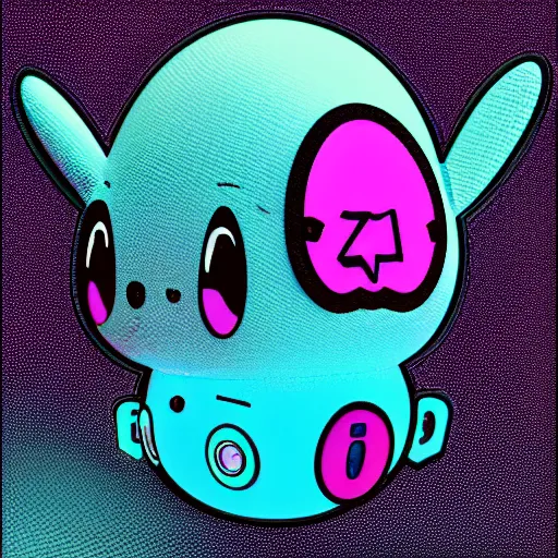 Image similar to portrait of a tamagotchi, japanese video game, 3 d render, risograph