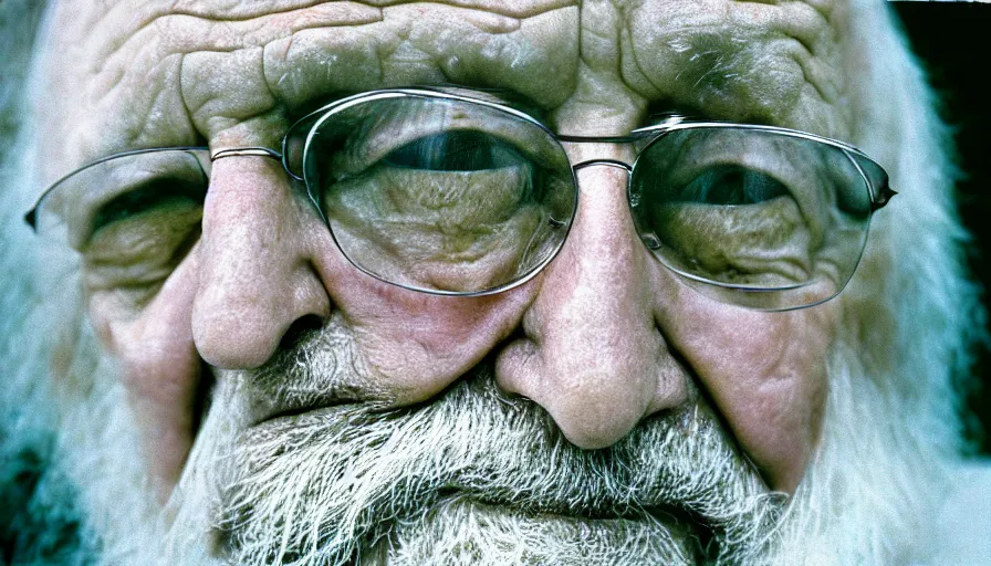Image similar to 7 0 s movie still of a old man with trypophobia arms, cinestill 8 0 0 t 3 5 mm, heavy grain, high quality, high detail