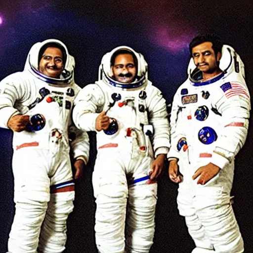 Prompt: a team of astronauts in a bollywood movie blockbuster