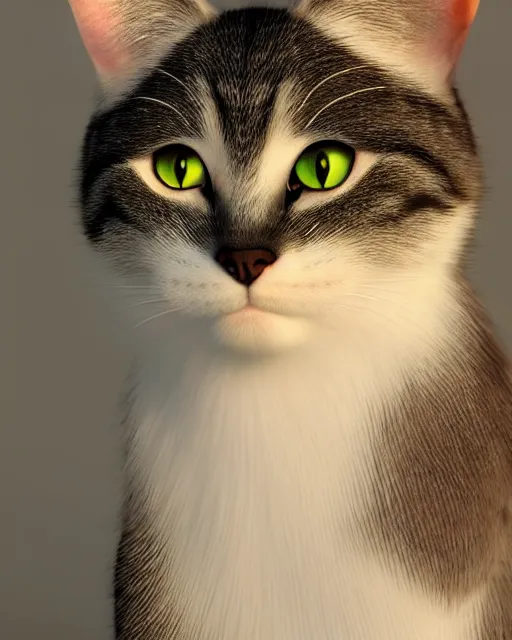 Prompt: a beautiful portrait of a cute cat. artstation. octane render. volumetric light.