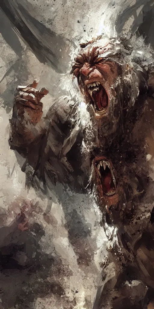 Image similar to Concept art Portrait of the ancient historical biblical SNARLING ANGRYING YELLING, jealous king Saul of Israel by craig mullins and marc simonetti, ARTSTATION, cgsociety, polycount, character design, CINEMATIC, AWE INSPIRING, BEAUTIFUL, ART GERM
