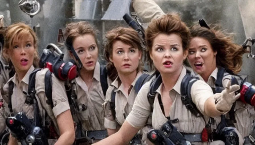 Image similar to big budget remake of ghost busters with all female cast that isn't funny.