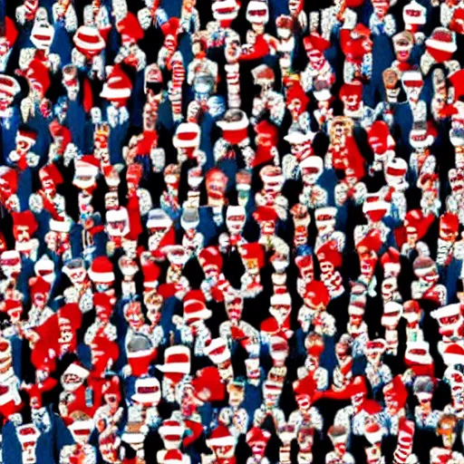 Image similar to a photo of where's wally, by albert tucker