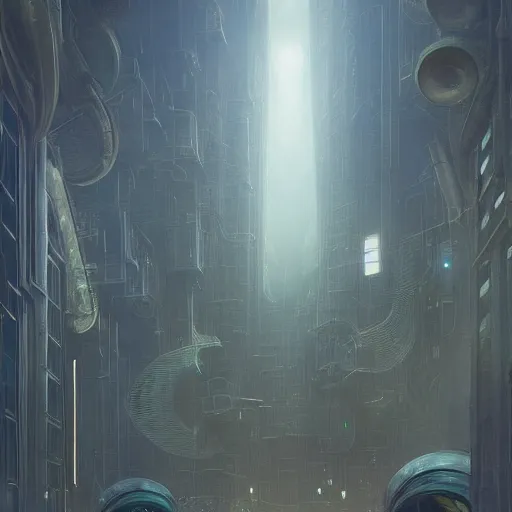 Image similar to abandoned retro sci-fi city foggy rainy futuristic digital painting, artstation, concept art, soft light, hdri, smooth, sharp focus, illustration, fantasy, intricate, elegant, highly detailed, D&D, matte painting, in the style of Greg Rutkowski and Alphonse Mucha and artemisia, 8k, highly detailed, jurgens, rutkowski, bouguereau, pastoral, rustic, georgic