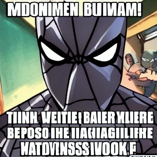 Prompt: spiderman meme with batmans