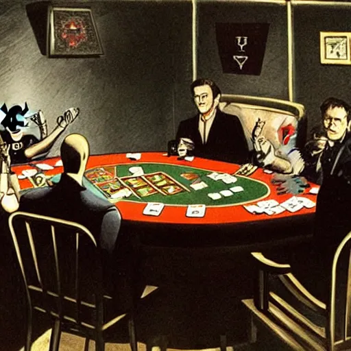 Image similar to batman playing poker and winning in a museum, photograph of, extremely detailed