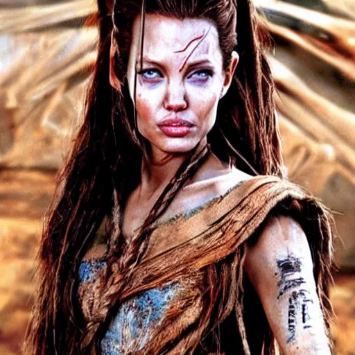 Image similar to an amazing award winning photo of angelina jolie as aloy