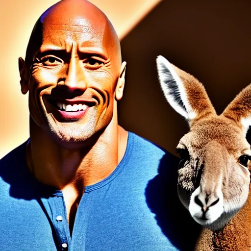 prompthunt: dwayne the rock johnson's face on the body of a kangaroo