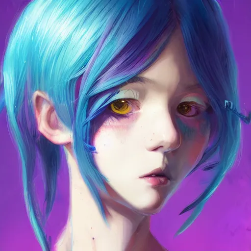 Prompt: portrait of anime pixie character with pastel rainbow hair, manga cover, highly detailed, digital painting, artstation, concept art, sharp focus, illustration, strong brush stroke, anime, art by greg rutkowski, ilya kuvshinov, sharp focus, ghibli studio, art by ilya kuvshinov, rossdraws