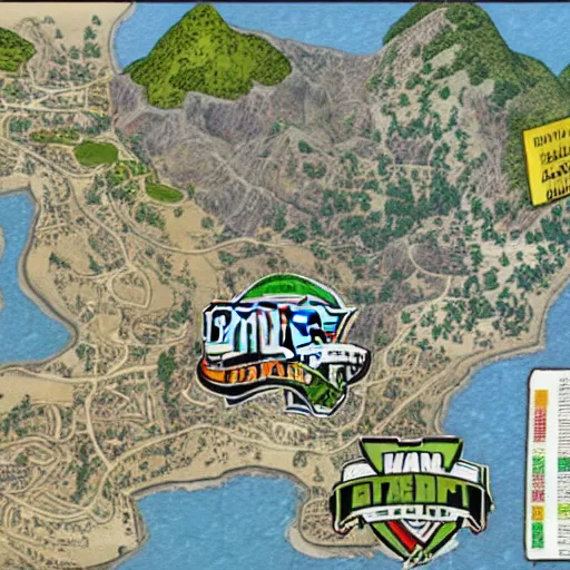 Prompt: the map of Gta V extended by a newer dlc