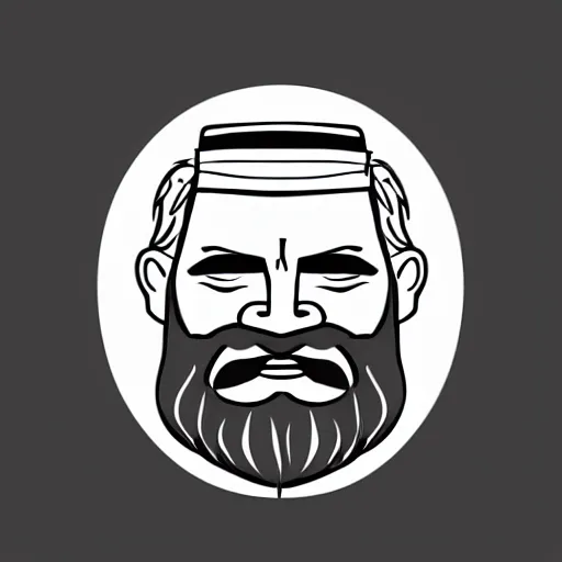 Image similar to bearded man turns bowl on woodlathe, vector art, simple, clean, black and white