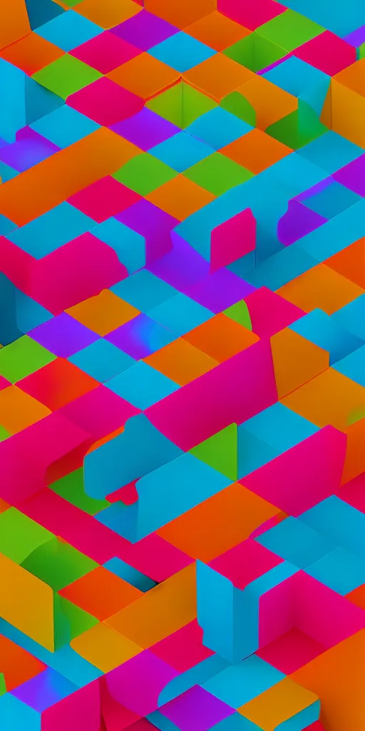 Image similar to “ a colorful 3 d grid module with symmetrical balance and colorful harmony ”