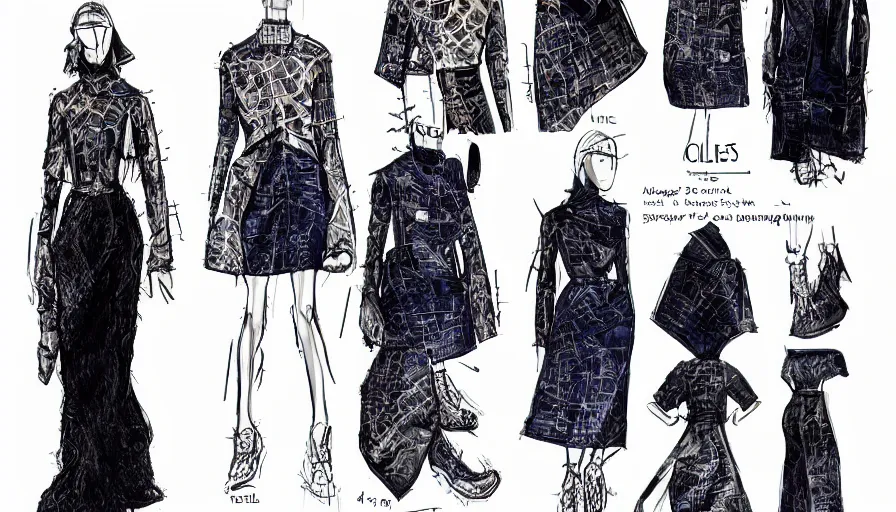 Prompt: balenciaga outfit design sheet, highly detailed