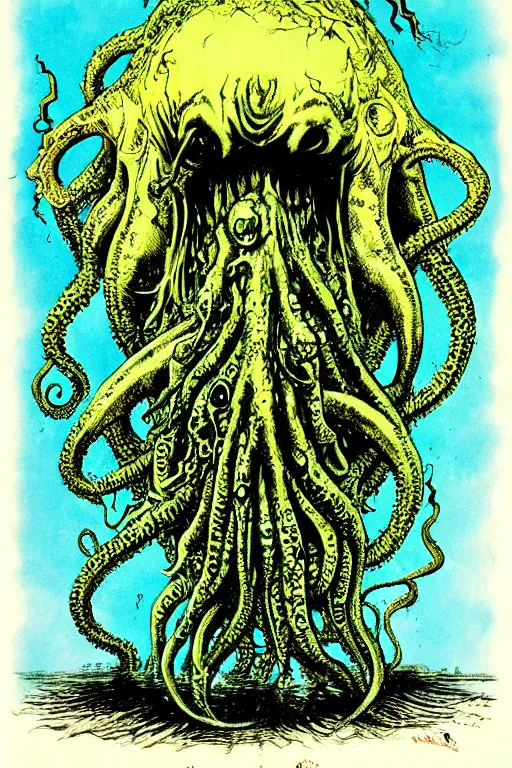 Prompt: cthulhu by ralph steadman