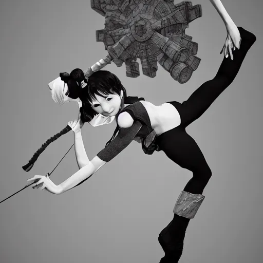 Image similar to rpg character concept art, most beautiful japanese models doing acroyoga, in the style of jamie hewlett hiroya oku riyoko ikeda, 3 d render, artstation trending, 8 k, octane render, photorealistic, sharp detail, manga, black and white