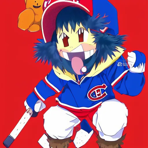 Prompt: anime Portrait of Youppi the Habs Montreal Canadiens Mascot as a very cute powerful and friendly pokemon, highly detailed anime, high evolution, 1990s, legendary, smooth, sharp focus, dynamic lighting, intricate, trending on ArtStation, illustration pokemon, art by WLOP