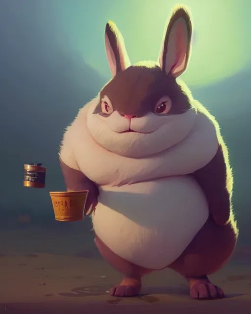 Image similar to highly detailed vfx portrait of a cute, happy big chungus, stephen bliss, unrealengine, greg rutkowski, loish, rhads, beeple, makoto shinkai and lois van baarle, ilya kuvshinov, rossdraws, tom bagshaw,