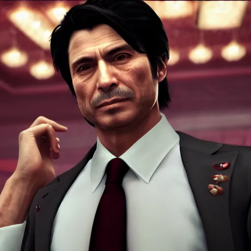 Image similar to Giuseppe Conte in Yakuza videogame, digital art 8k artwork, fine dressed