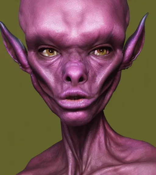 Prompt: realistic character portrait, ant alien, trending in artstation, purple color lighting